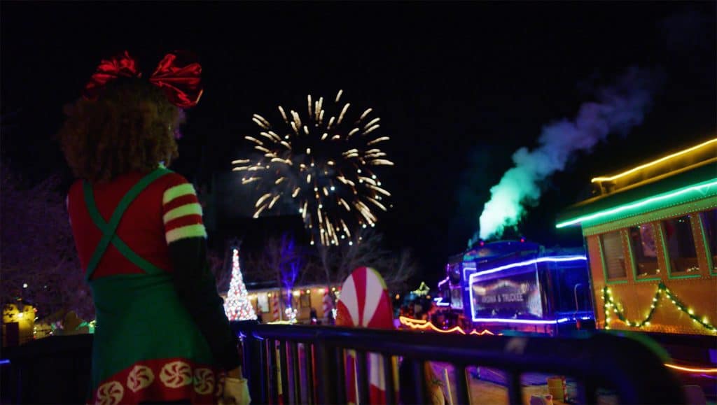 Electric Holiday Train O’ Lights Virginia & Truckee Railroad