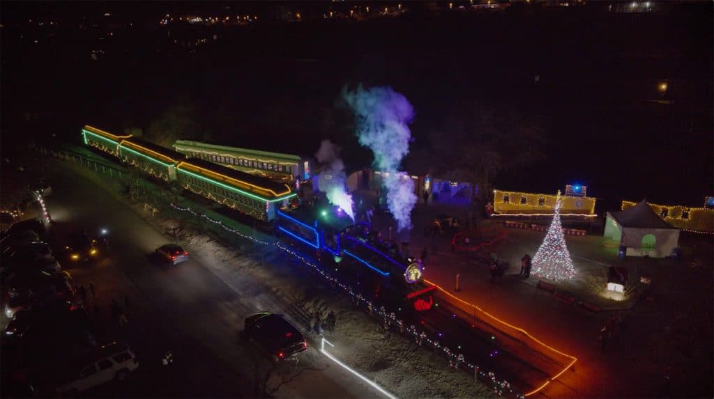 Electric Holiday Train O’ Lights Virginia & Truckee Railroad