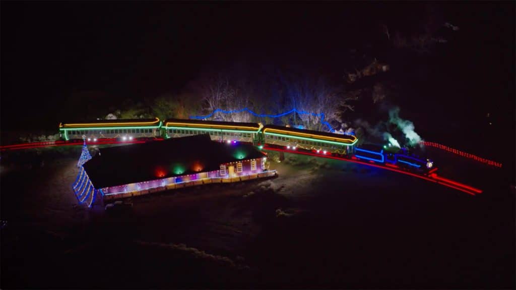 Electric Holiday Train O’ Lights Virginia & Truckee Railroad