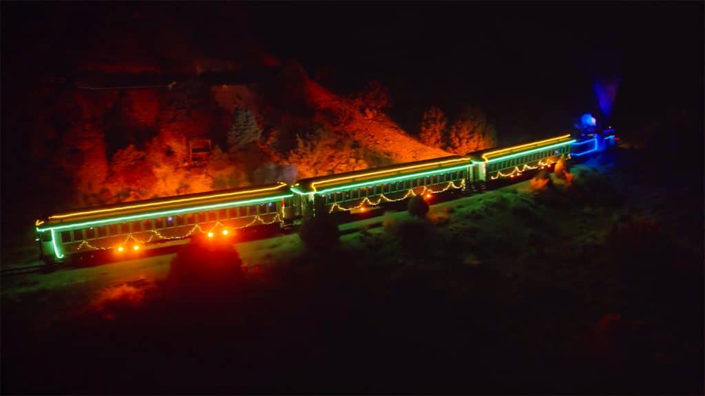 Electric Holiday Train O’ Lights Virginia & Truckee Railroad