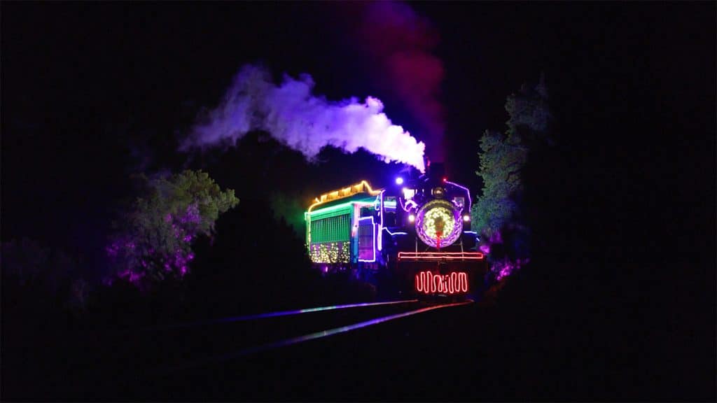 Electric Holiday Train O’ Lights Virginia & Truckee Railroad