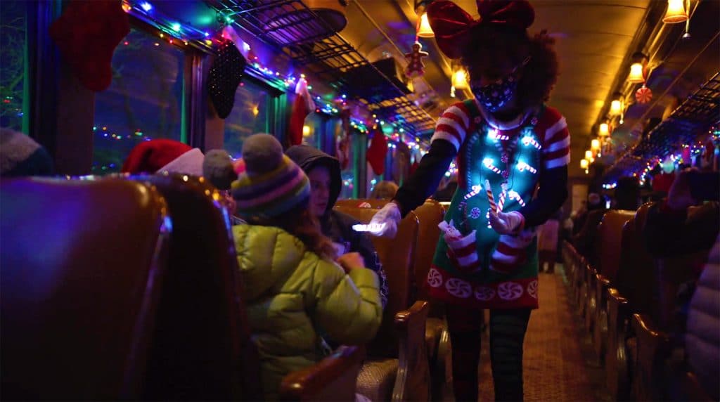 Electric Holiday Train O’ Lights Virginia & Truckee Railroad