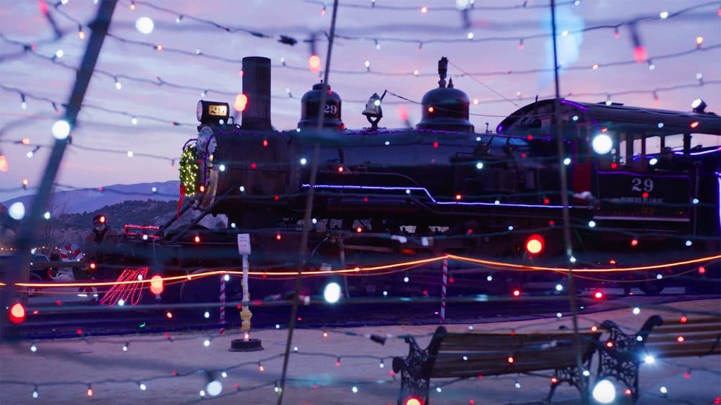 Electric Holiday Train O’ Lights Virginia & Truckee Railroad